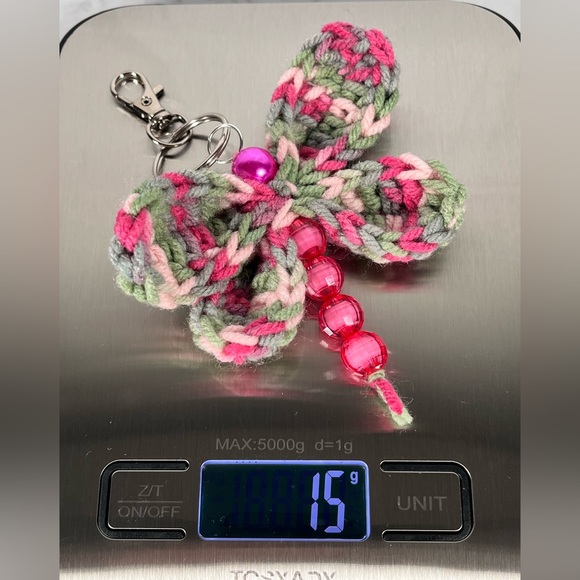 Crochet & Bead Butterfly Bag Charm Keychain - Picture 5 of 5